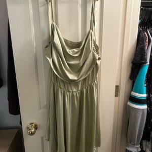 Cider Green Dress with Adjustable Tie Straps